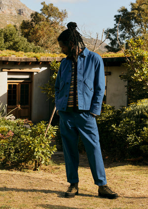 Garment Dyed Organic Cotton Tapered Trousers | Flask Blue | TOAST